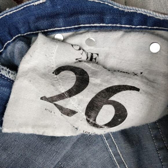 ONE TEASPOON Awesome Baggies Straight Boyfriend Jeans 26 Light Blue Distressed - Picture 4 of 8